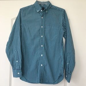 Teal & Navy Long Sleeve Gingham Dress Shirt